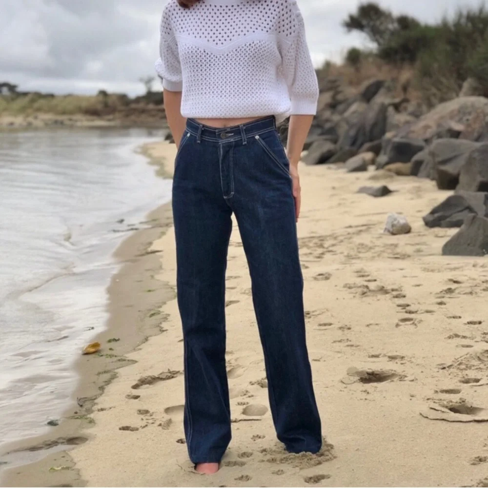 Vintage 80s Oscar De La Renta Embroidered High Rise Straight Leg Jeans Size 25 - Picture 10 of 10